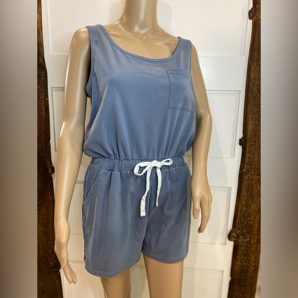 CBRAND Sail Blue Romper Shorts Size Large Drawstring Cotton Spandex Blend